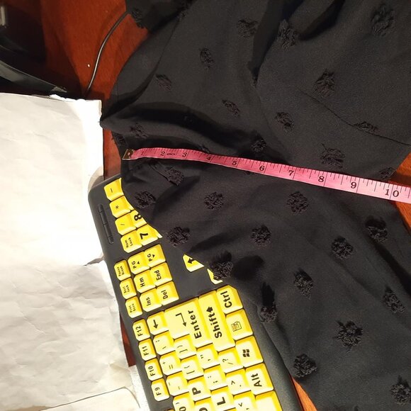 Juoiantang Maxi Dress VNeck H Waisted Button ALine Ruffle Tier Swiss Dot Sz 8-10 - Picture 8 of 11